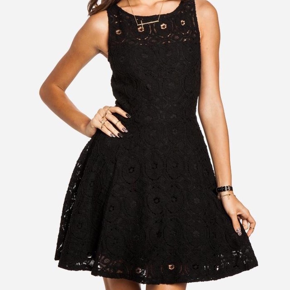 Black Eyelet High Neck Mini Dress